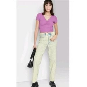 Wild Fable Women’s Sz 18 High Rise Straight Acid Wash Stretch Button Fly Jeans